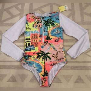 NWT Maaji Habana Triton One Piece Swimsuit Rash Guard Tropical Print women’s M